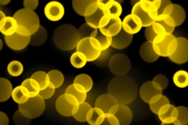 Foto fundo panorâmico escuro bokeh amarelo brilhante círculos brilhantes onda abstrata