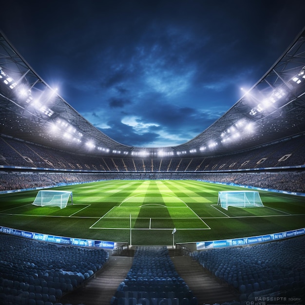 Foto Fußballstadion mit Scheinwerfern