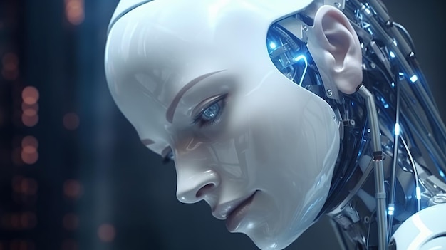 Foto futuro robô e ciborgue de inteligência artificial