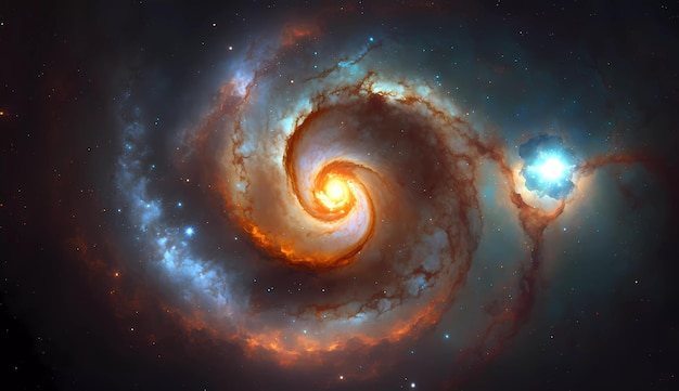 Una foto de una galaxia espiral con las palabras el centro de la imagen.