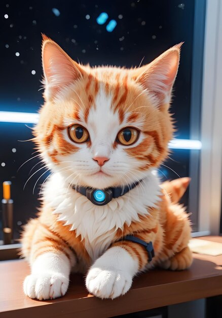 foto de un gato bebé en el espacio