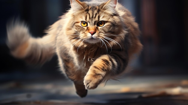 Foto de un gato corriendo