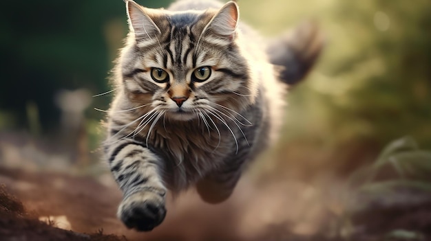 Foto de un gato corriendo