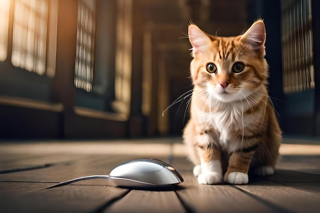 una foto un gato y una rata se están mirando el uno al otro