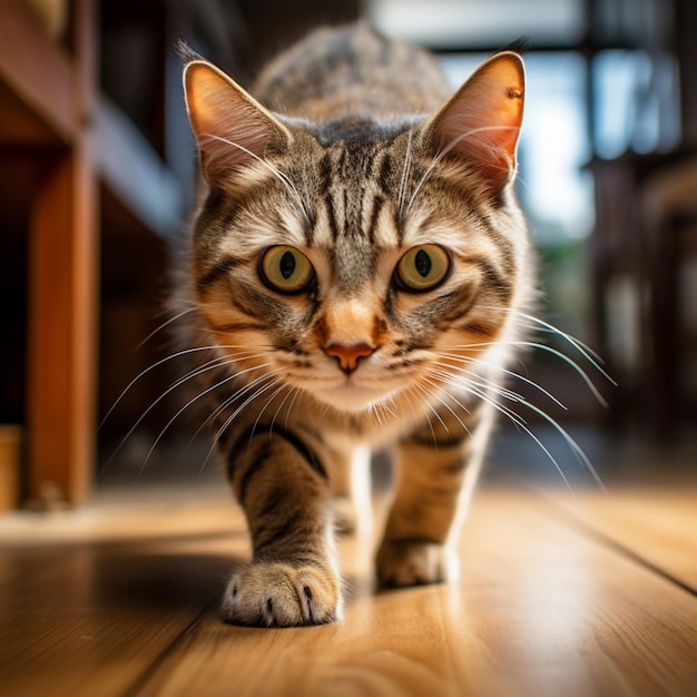 Foto de gato, toma completa, alta calidad, HDR, 16k, ultra HD, salvaje.