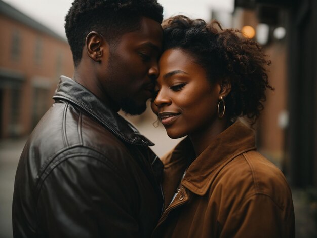 Foto foto generada por ai de una joven pareja enamorada abrazándose