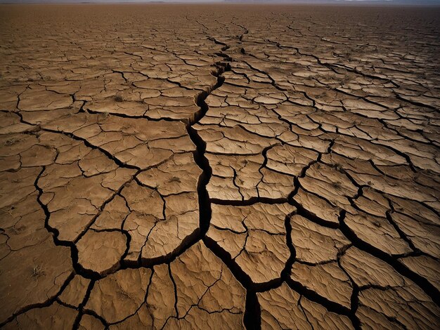 Foto foto generada por la ia de un suelo agrietado por la sequía