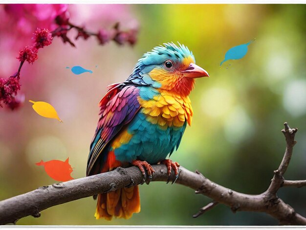 Foto generativa de IA en color de arte de pájaros coloridos