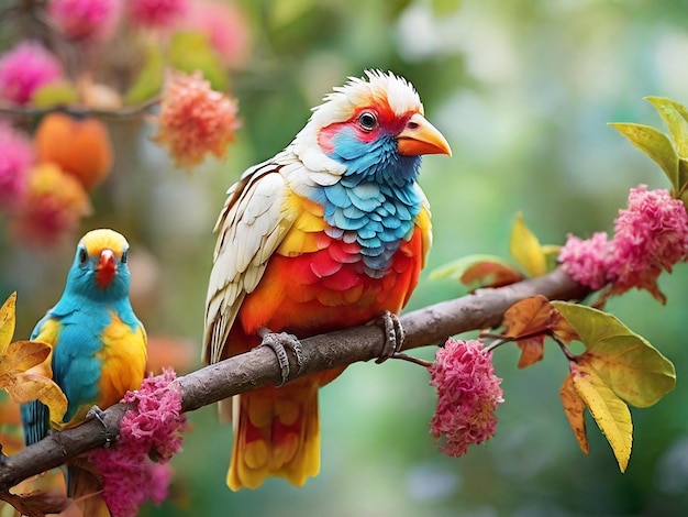 Foto generativa de IA en color de arte de pájaros coloridos