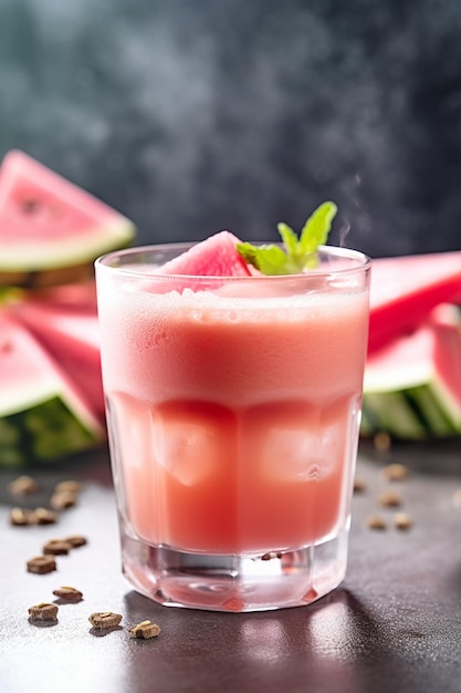Foto gesunder und leckerer Wassermelonen-Smoothie im Sommer