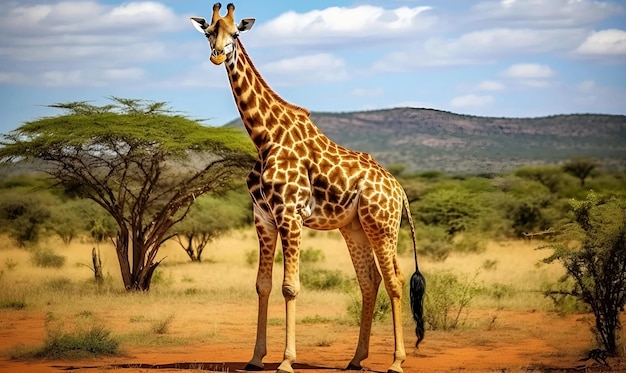 foto girafa massai bonita em tsavo leste parque nacional quênia áfrica
