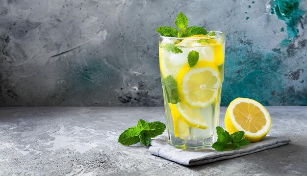 Foto foto-gläser mit limonade auf dem tisch