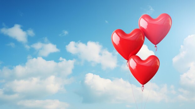 foto de un globo de corazón rojo en el cielo