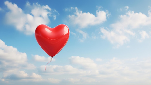 foto de un globo de corazón rojo en el cielo