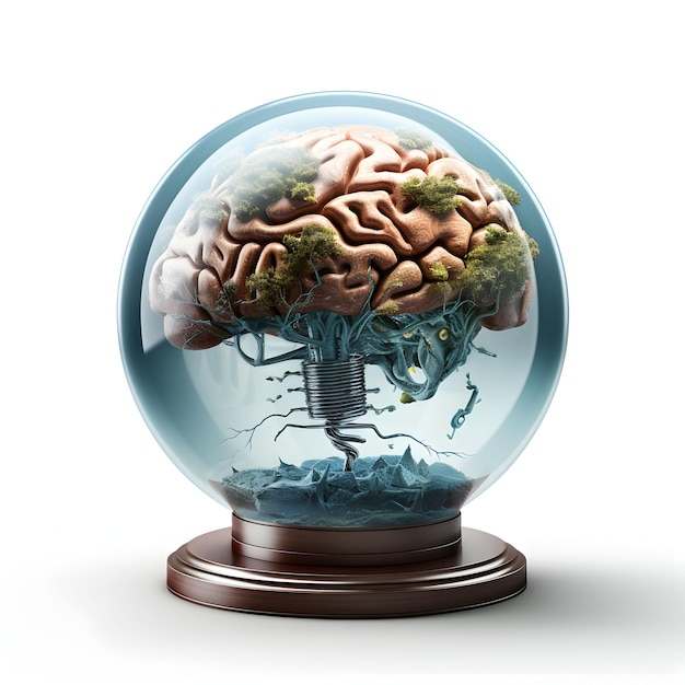 Foto foto globo terráqueo con cerebro humano concepto del día mundial de la salud mental ai generativo