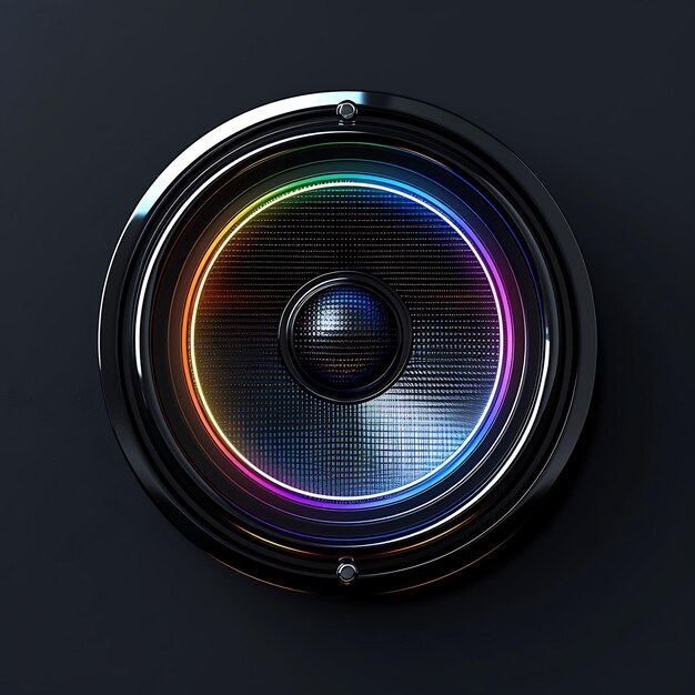 Foto Glossy Prismatic Shimmering Speaker Icon mit geometrischer Desi-Umriss Y2K Web Asset Resource