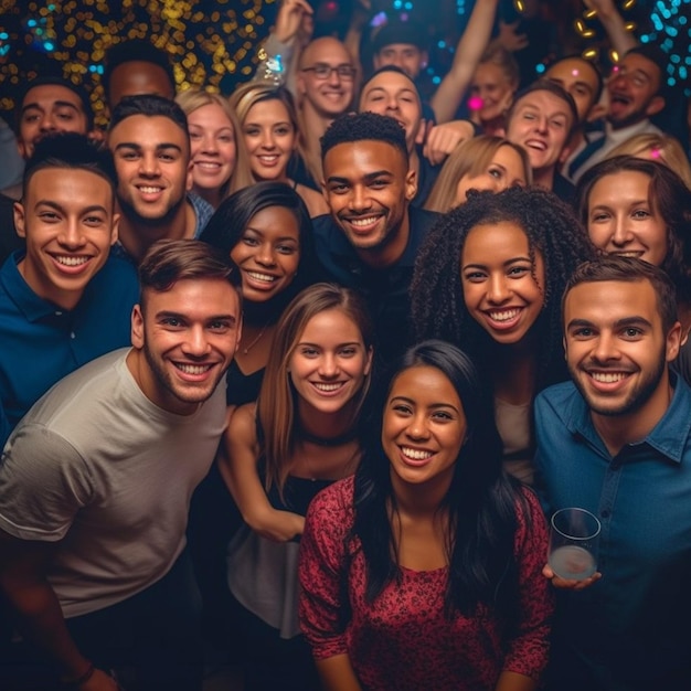 Foto glücklicher Menschen, die gemeinsam die Winterferien feiern