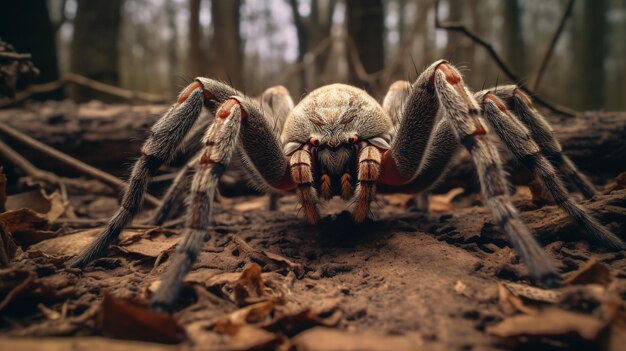 Foto foto de goliath comiendo arañas en el suelo
