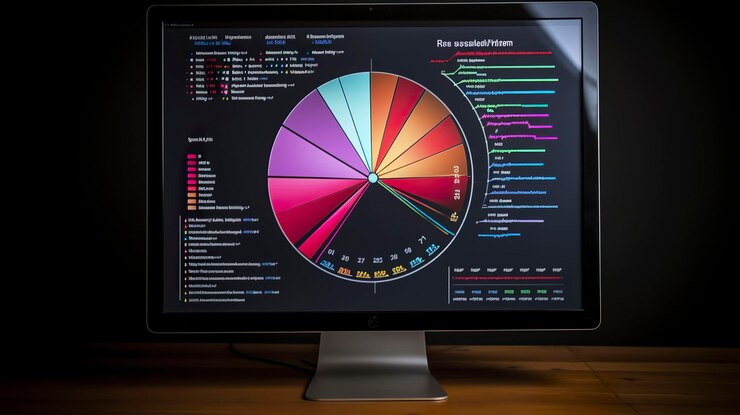 Foto una foto de un gráfico circular en un monitor de computadora