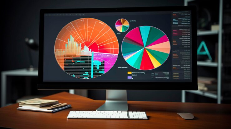 Foto una foto de un gráfico circular en un monitor de computadora