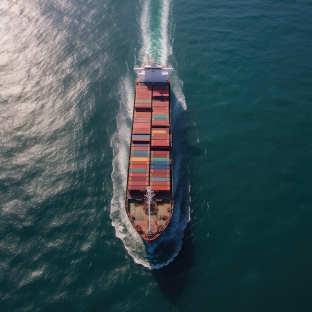 Foto foto un gran barco navega en el océano con la palabra envío en el frente