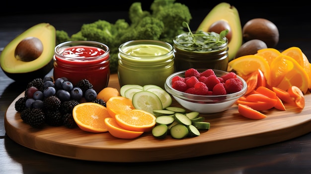 Foto de una gran cantidad de frutas sobre la mesa.