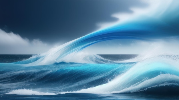 Foto grande onda no mar azul surf e espuma