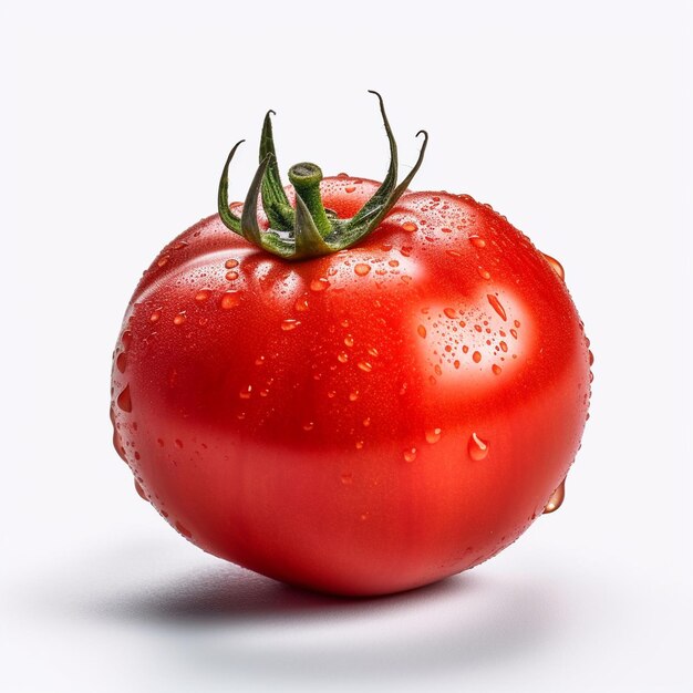 foto de grandes tomates frescos rojos sobre un fondo blanco