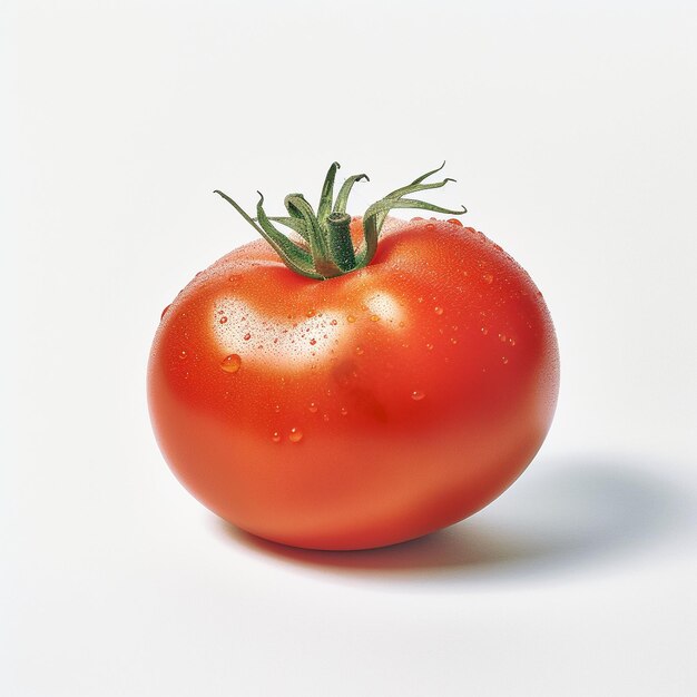 foto de grandes tomates frescos rojos sobre un fondo blanco