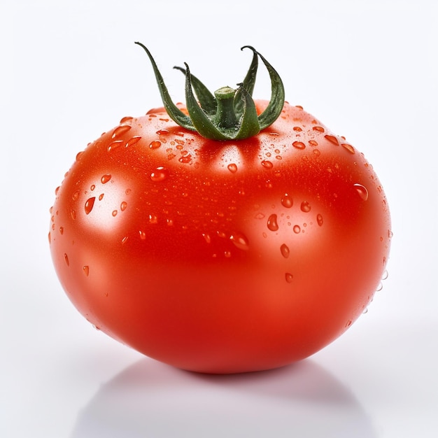 foto de grandes tomates frescos rojos sobre un fondo blanco