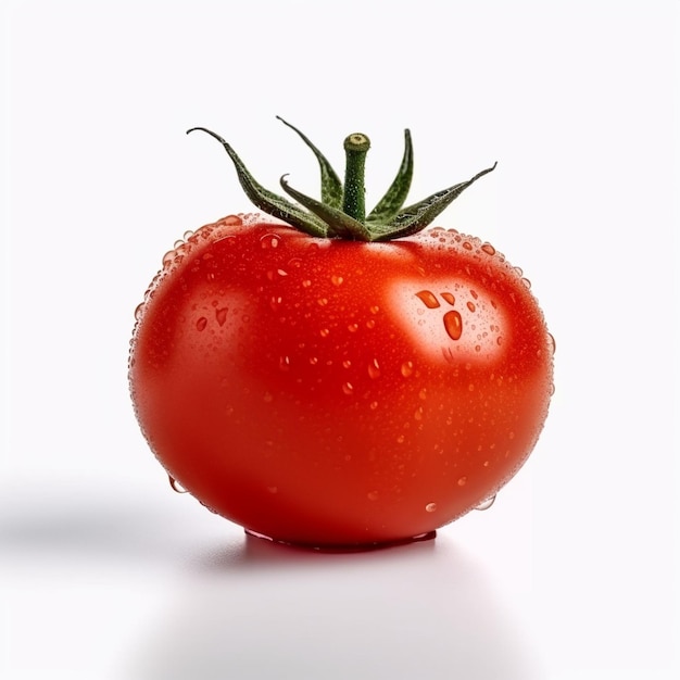 foto de grandes tomates frescos rojos sobre un fondo blanco