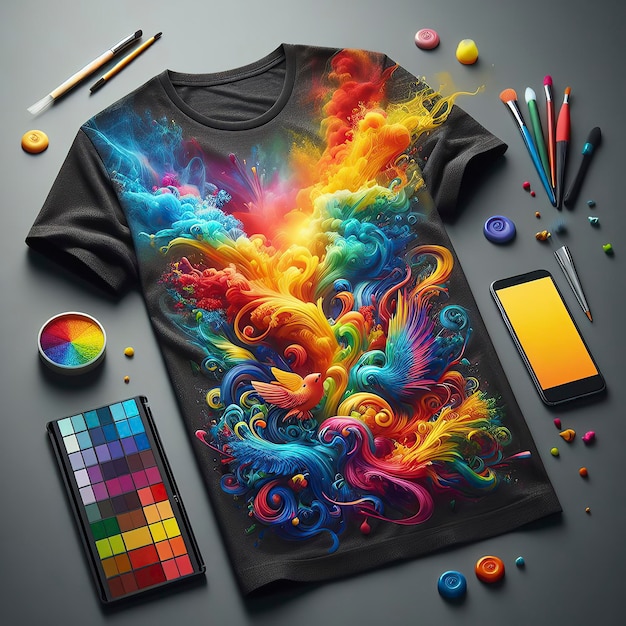 Foto grátis Beautiful TShirt Design Concept T-shirt com padrão de arte é colorido