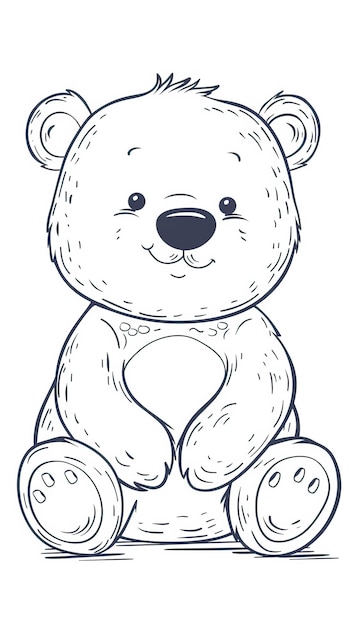 Foto grátis brinquedo de urso bonito ele está sentado ilustração vetorial simples em estilo contorno desenho de urso