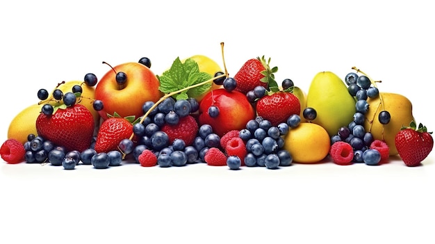 Foto grátis Colecção vibrante de frutas e legumes saudáveis gerados pela IA