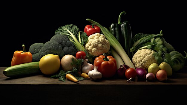 Foto grátis Colecção vibrante de frutas e vegetais saudáveis