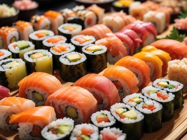 Foto gratis colorido surtido de rollos de sushi