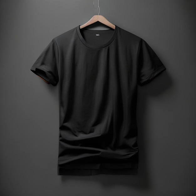 Foto gratis concepto de maqueta de camisetas negras con espacio de copia sobre fondo gris