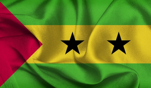 Foto grátis da bandeira de São Tomé com textura de tecido