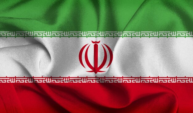 Foto grátis da bandeira do Irã com textura de tecido