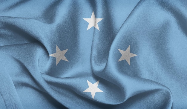 Foto grátis da bandeira dos Estados Federados da Micronésia com textura de tecido