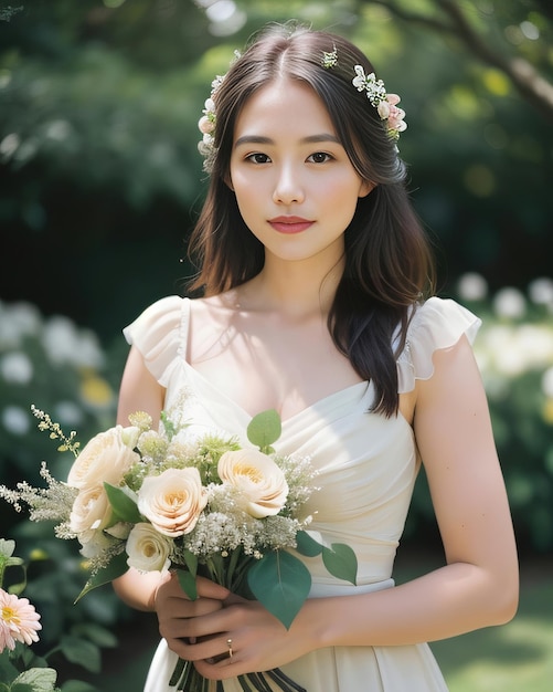 Foto grátis da noiva jovem asiática para ser