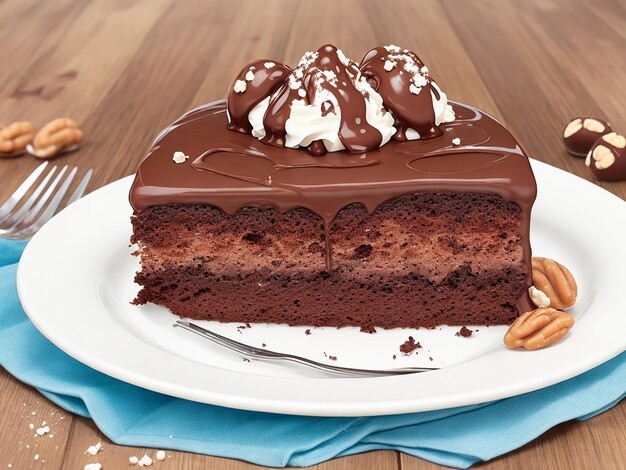 Foto grátis de bolo de chocolate com creme de nozes e pasta de chocolate