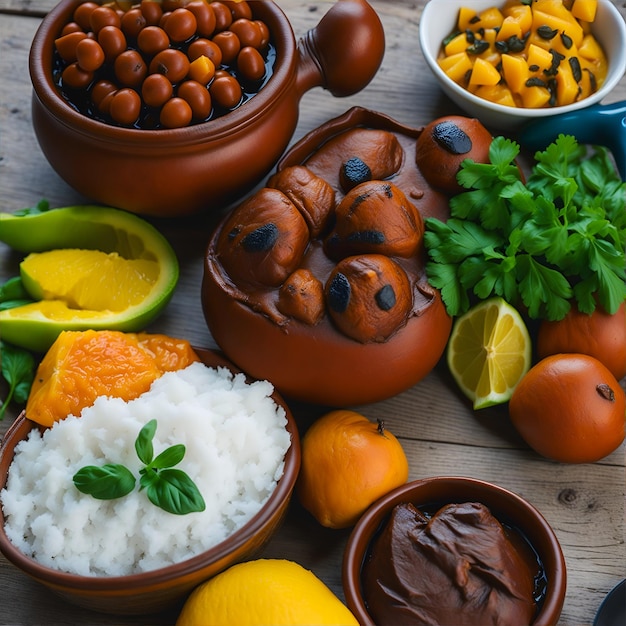 Foto grátis Deliciosa comida brasileira Flat Lay