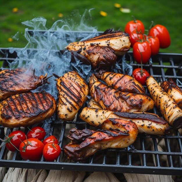 Foto Gratis Delicioso shashlik de carne a la barbacoa en brochetas de metal