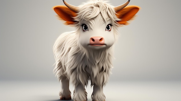 una foto gratis de diseño de dibujos animados lindo toro 3d