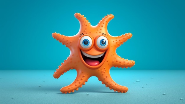 una foto gratis de diseño de dibujos animados de pez estrella renderizado en 3d