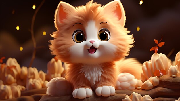 una foto gratis de diseño de personaje de dibujos animados lindo gato 3d
