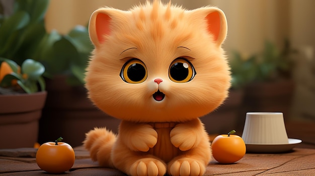 una foto gratis de diseño de personaje de dibujos animados lindo gato 3d