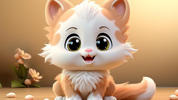 una foto gratis de diseño de personaje de dibujos animados lindo gato 3d