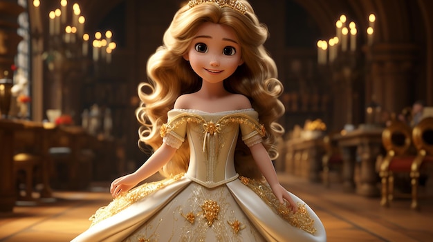 una foto gratis de diseño de princesa de muñeca renderizada en 3d